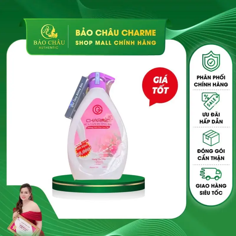 ( Mẫu mới 2024) Sữa tắm Charme 1000ml mùi hương hoa hồng- Dưỡng Body Dưỡng Ẩm Da 0