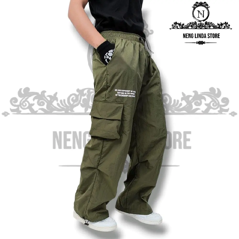 CELANA CARGO TRACK PANTS PRIA IJO ARMY / CARGO PARASUT COWOK PANJANG/ CELANA CARGO PARASUT TASLAN KRINGKEL PRIA DISTRO BANDUNG Nyaman