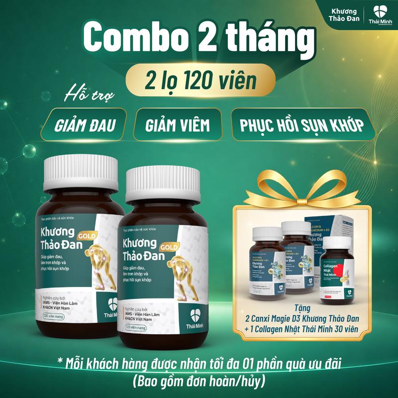[SIÊU GIỚI HẠN - MUA 2 TẶNG 3] Combo 2 hộp Khương Thảo Đan Gold 120 viên TẶNG 2 Canxi và 1 Collagen Nhật Thái Minh - Ưu tiên đi đơn sớm