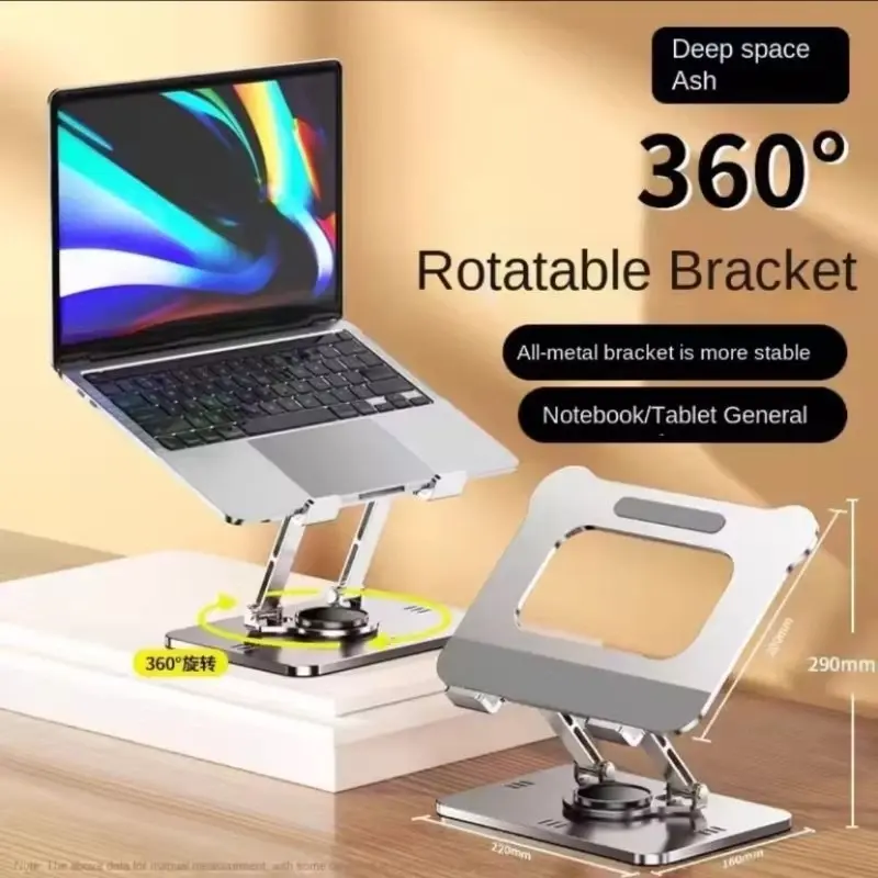 Penyangga iPad L-008 DH 602 Metal Aluminium Alloy Putar Lipat Berkilau Hitam Perak - Computer 4