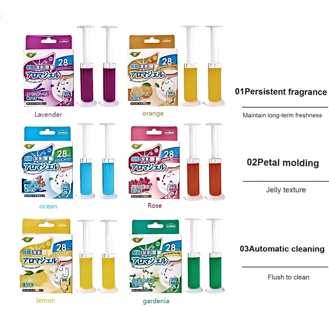Floral Fragrance Deodorizing Gel for Toilet Bowl Cleaning and Air Freshening: Aromatic Toilet Perfume Gel and Stamp Cleaning Supplies