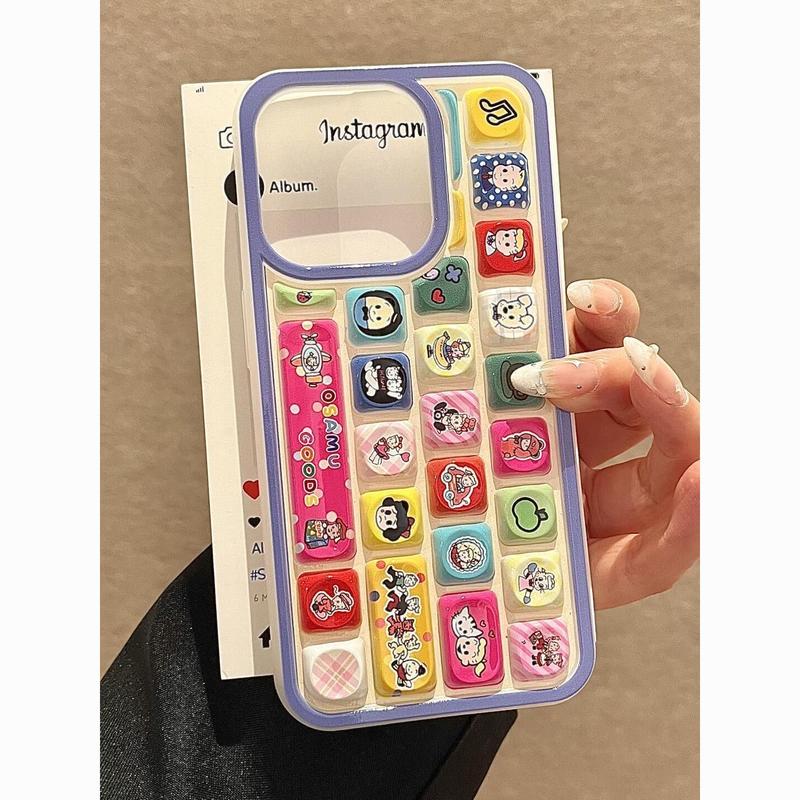 Bàn phím đơn giản thú vị cho iPhone 17promax Apple 16 vỏ điện thoại di động 15 nữ dễ thương 1413 thủy triều đơn giản