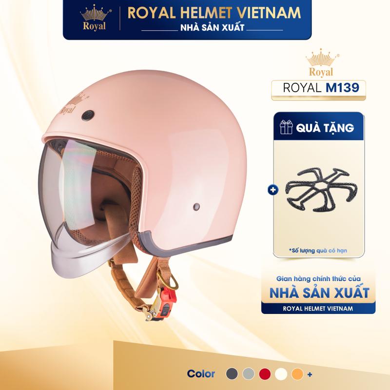 Mũ Bảo Hiểm 3/4 Royal M139 có Kính Âm Chính Hãng, nón Bảo Hiểm Kính Trà, Chống Chói, Chống UV | Trực tiếp từ NSX