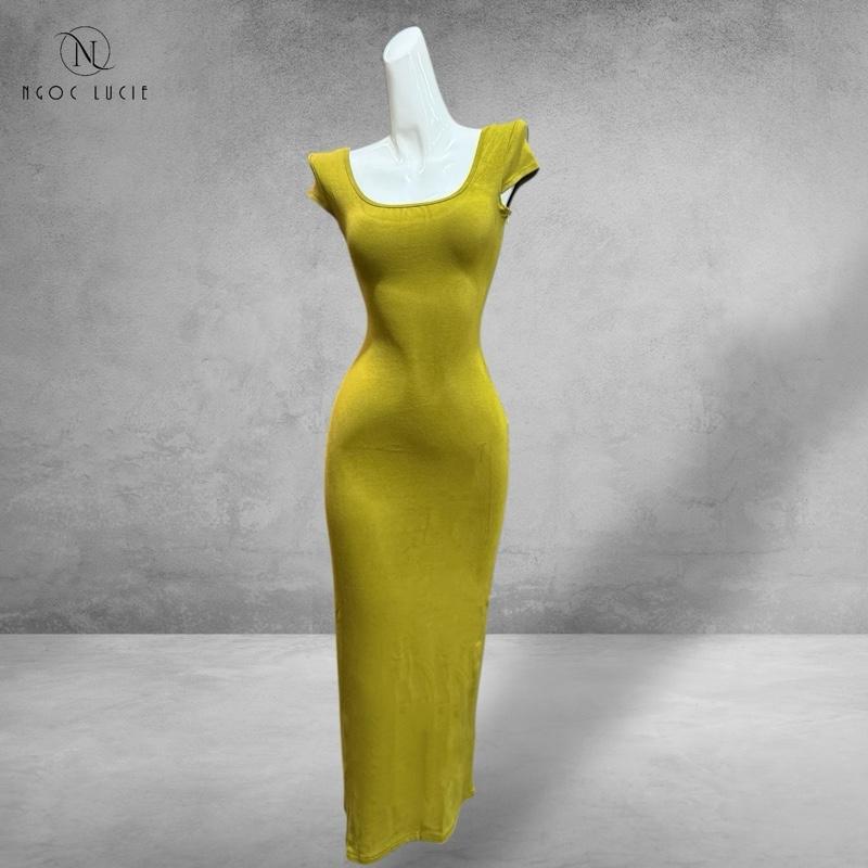 D1068 - Đầm Body Cổ U Tay Con Vải Bozip Basic Tôn Dáng - Ngọc Lucie