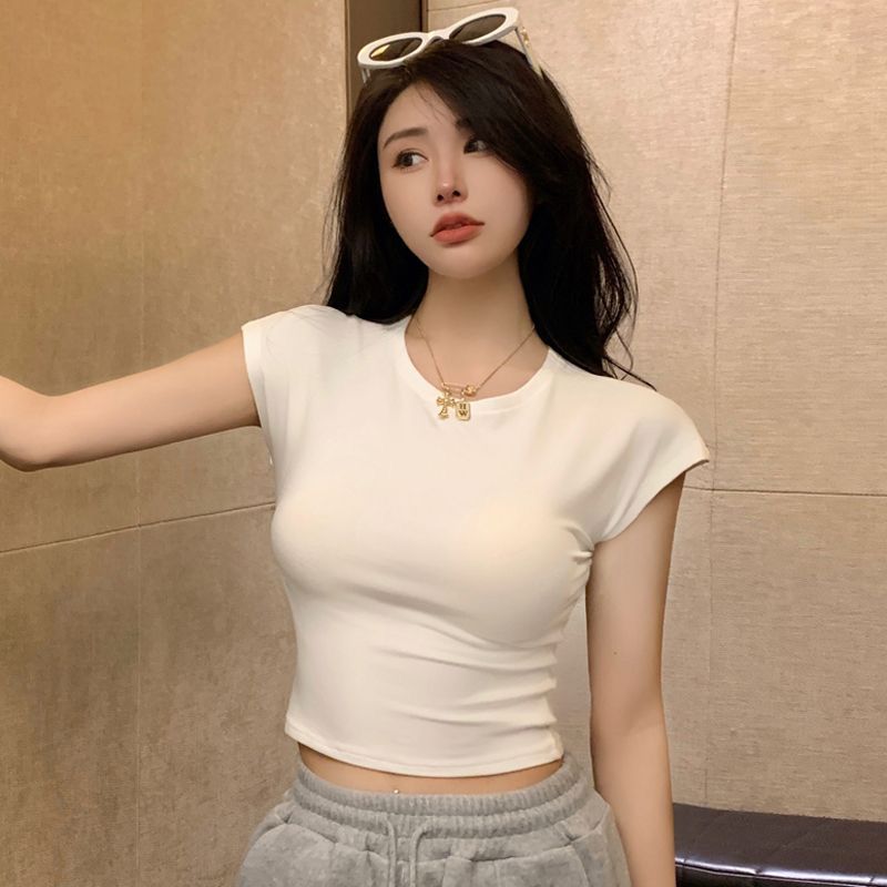 Crop Top Wanita Lengan Pendek Kaos Crop Baju Wanita Korean Style Atasan Kaos Wanita croptop