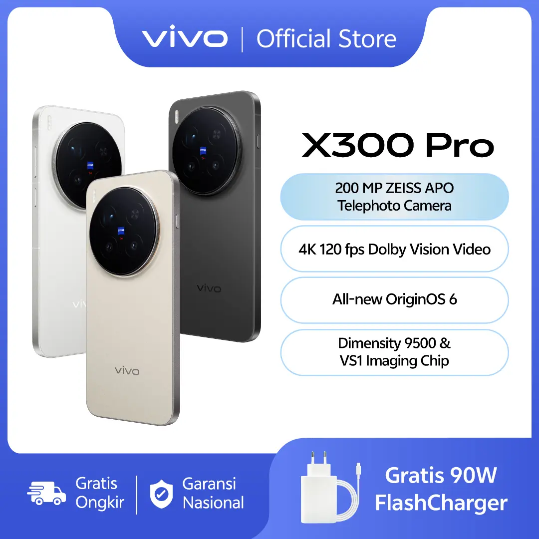 vivo X300 Pro (16/512) - 200 MP ZEISS APO Telephoto Camera, 4k 120 fps Dolby Vision Video, All New OriginOS 6,  Dimensity 9500 & vivo VS1 Chip, 6510 mAh BlueVolt Battery