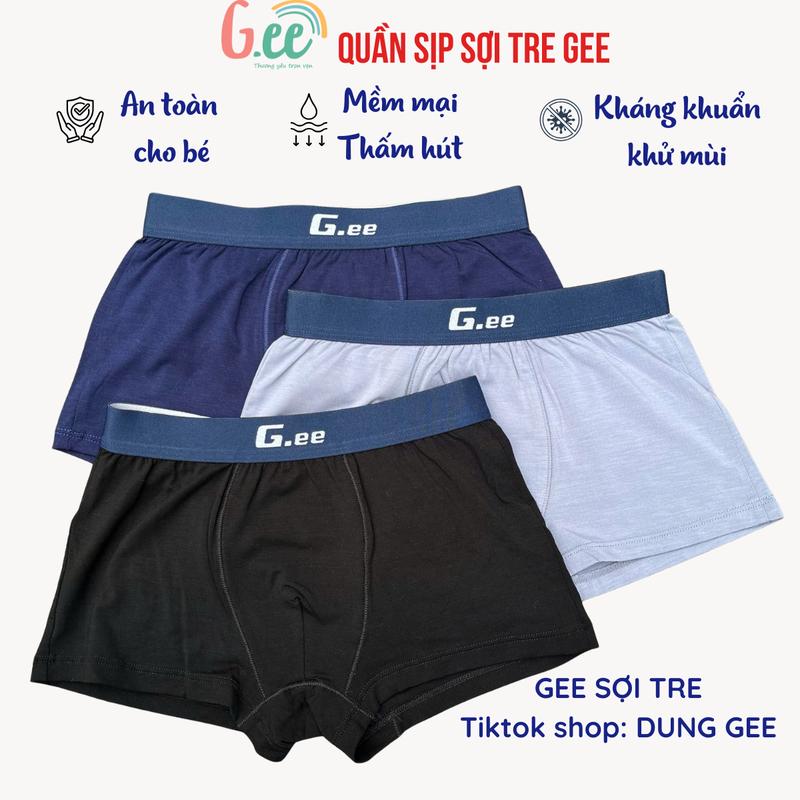 Sét 3 Quần Sịp Bé Trai, Vải Sợi Tre Mềm Mại Và Kháng Khuẩn; Quần sịp bé trai thấm hút tốt, mặc mát, thoải mái; size 10- 75kg; đặc biệt phù hợp cho bé tập mặc sịp