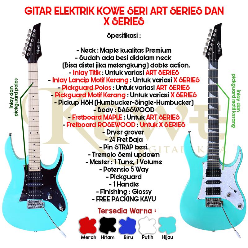 Product Introduction of Gitar Listrik Merk KOWE Art Series Best Seller Free Efek DDC01 59