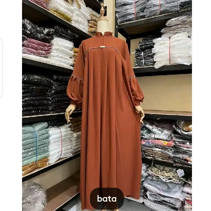 Gamis viral terbaru elegan Maxi mute Payet mutiara cringkle Airflow 1