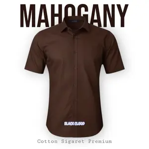Kemeja Polos Pria Warna Mahogany Mahogani Katun Sigaret Premium Lengan Pendek Panjang Baju Distro