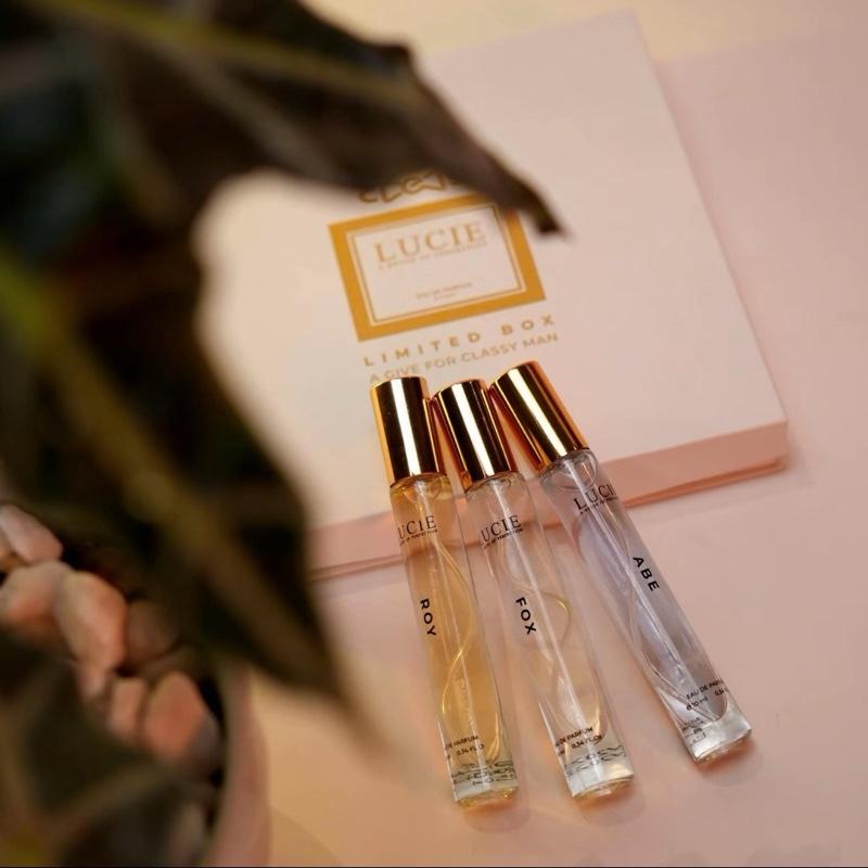 Set hộp 3 chai nước hoa nam Lucie Luxury, Lãng tử, Phong Trần, Gây thương nhớ, lưu hương 6-8 tiếng, dung tích 10ml/1 chai