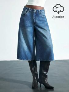 Shorts de mezclilla holgados para mujer, estilo callejero veraniego, diseño lavado vintage, pantalones de pierna ancha cómodos para uso casual