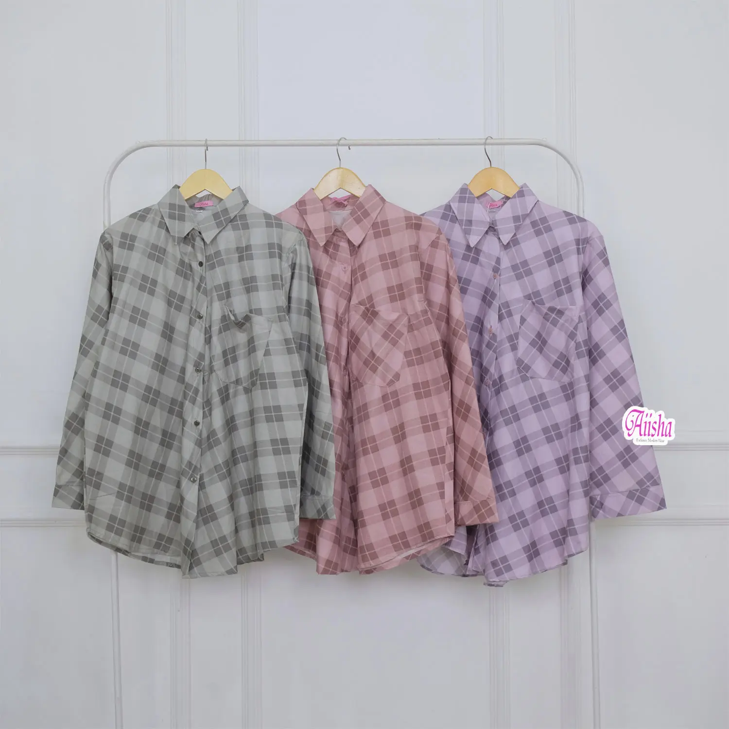 AIISHA | Kemeja Wanita Keyla Bahan Cotton Miracle Motif Kotak