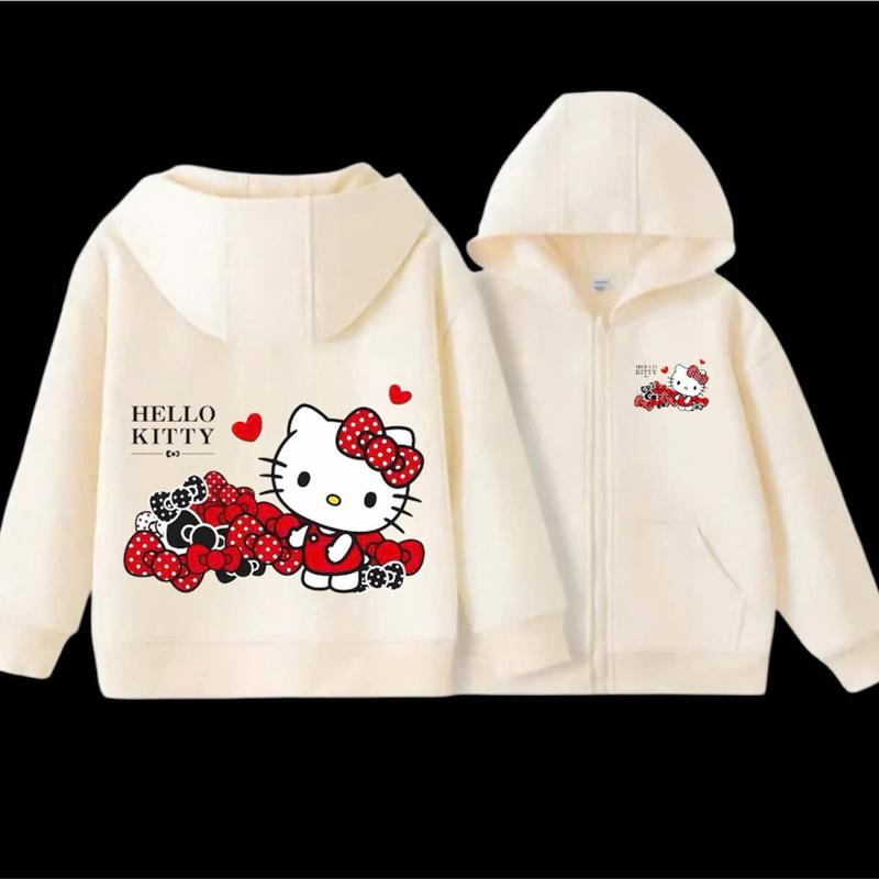 Áo Khoác Bé Gái Nỉ Hoodie Phong Cách Hàn Quốc Hình Hello Kitty Mã 20 Chất Liệu Mềm Mại Ấm Áp Kéo Khoá Tiện Lợi 