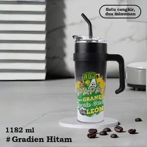 Tumbler Termos Mug Minum Portable Stainless Steel BPA FREE 1200ML papagrandeleontrophyfootball Tahan Panas danDingin 8Jam Dengan jerami Dengan tutup