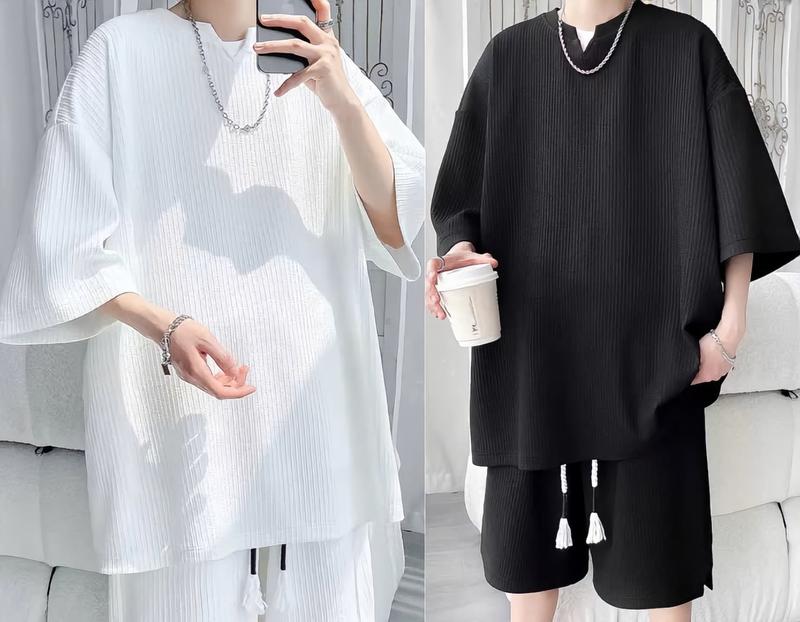 Bộ Cộc nam nữ Cổ Chữ V Chất vải Cotton spandex Phong cách Thể Thao Basic mùa hè 2025