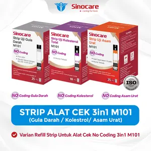 Strip Sinocare M101 GCU 3in1 – Refill Gula Darah, Kolesterol, Asam Urat Tanpa Kode