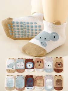 6 pares de calcetines para caminar antideslizantes con animales de dibujos animados, comodidad durante todas las estaciones para uso diario, aptos para interiores y exteriores, perfectos para niños pequeños