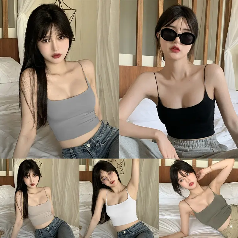 Women Solid Color Korean Suspenders Bottom Suspender with Chest Pad Short