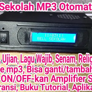 bel sekolah mp3 auto on/off amplifier, isi 260 file Suara pesan pesan, ujian,  lagu wajib, musik senam, ayat Quran dll