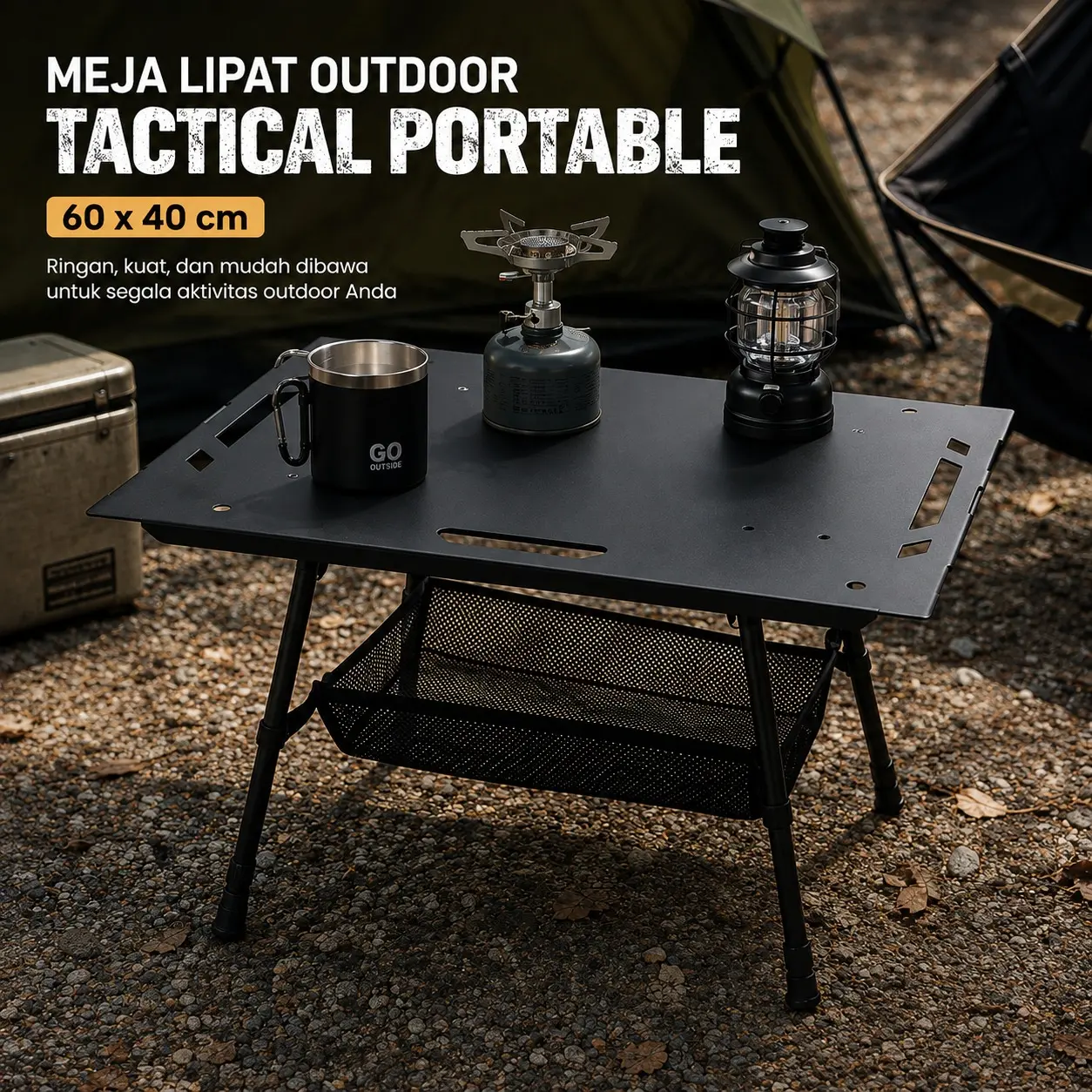 Meja Lipat Outdoor Piknik Camping Tactical Portable 60x40cm - CCJZ0002