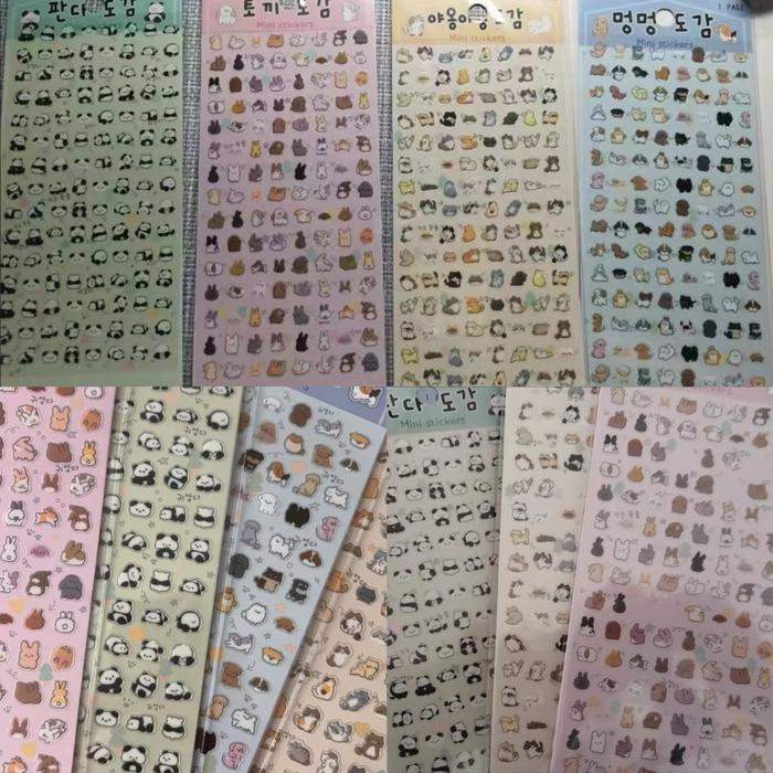 cute Animal kawaii Mini Sticker Sheets Panda Cat Bunny Dog tempelan ...