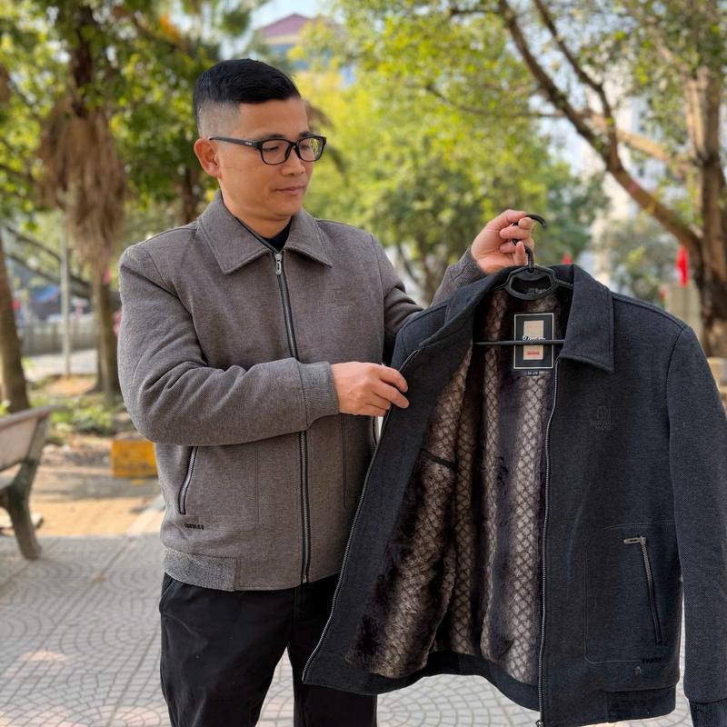 Áo khoác nam trung niên lót lông mềm ấm cao cấp form chuẩn Áo khoác ấm áp cho Bố K105