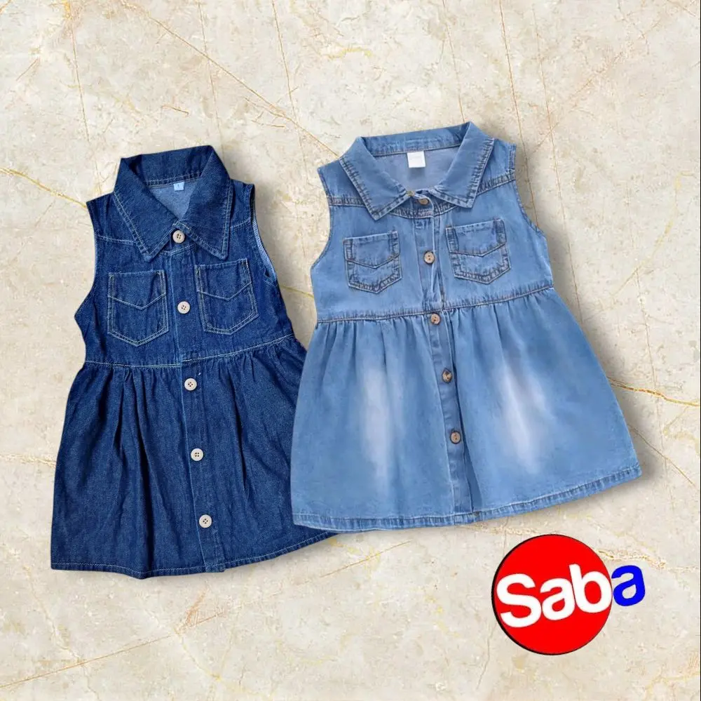 Mini Dress Jeans Anak Kera 1-8Tahun Atasan Anak Perempuan