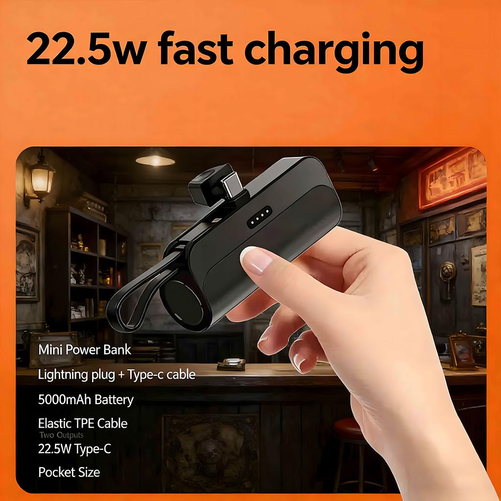 YIBAO LENTIVEN Powerbank 5000 mAh Mini Fast Charging With Port and Cable Type C Lightning KC88 YIBAO LENTIVEN Powerbank 5000 mAh Mini Fast Charging With Port and Cable Type C Lightning KC88