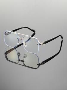 Lentes de sol pilotos transparentes de medio marco metálico unisex, anti luz azul, para senderismo al aire libre, uso diario, ver TV, jugar videojuegos, accesorios para teléfono