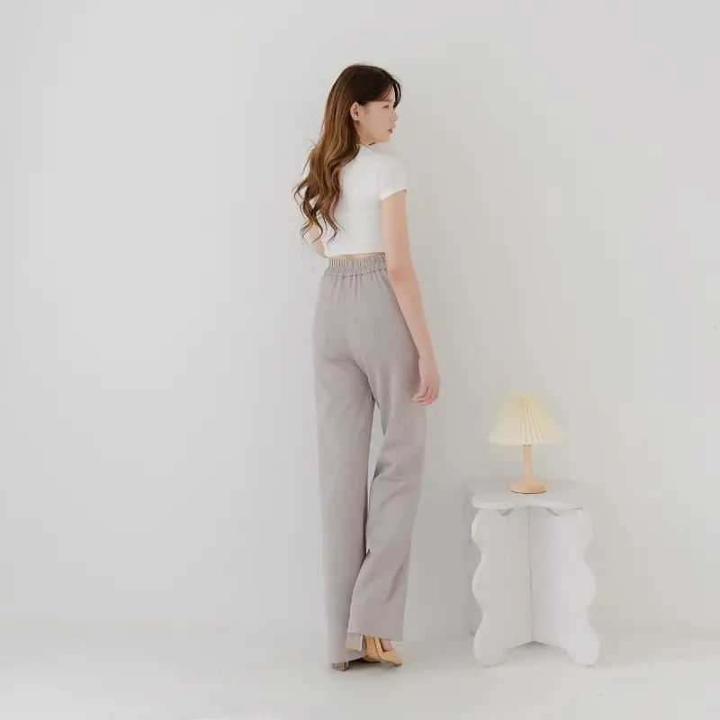 Loose Pants Scuba Celana Anti Kusut Celana Kulot Wanita Polyester Panjang Basic Karet Stretch Nyaman Kantor Casual celanakulot 3
