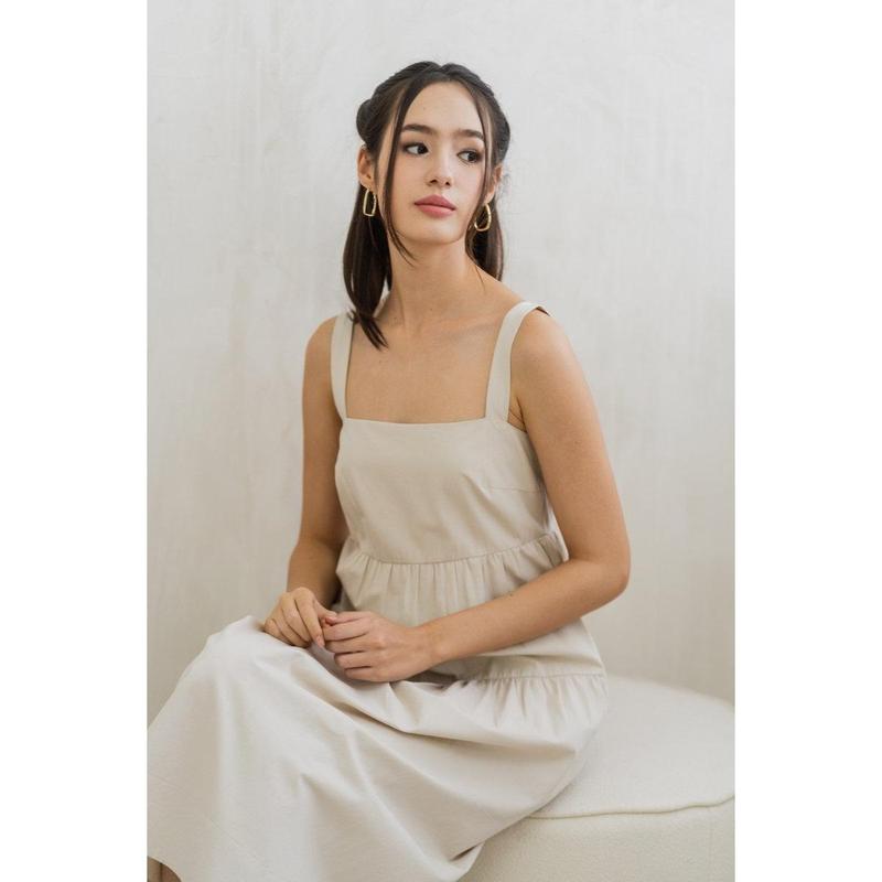TSW Jean Tiered Midi Dress in Sand 4