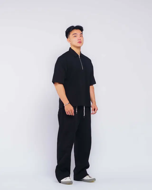 Crop Zip Collar Boxy Oversize Tee - Kaos Polos Crop Boxy Oversize Kerah Dengan Zipper 3