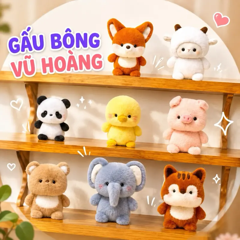 SIZE 20-25cm GẤU BÔNG QUÀ TẶNG HÌNH CON VẬT NGỘ NGHĨNH ĐÁNG YÊU ( gấu, chim, thỏ, heo, cừu)