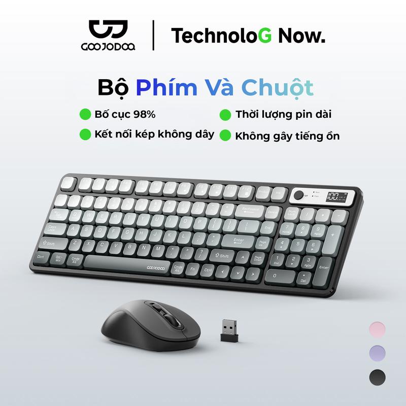 Combo Bộ Phím và Chuột ,2.4G GHZ + Bluetooth,Thời lượng pin dài ,kết nối kép không dây,không gây tiêng ồn