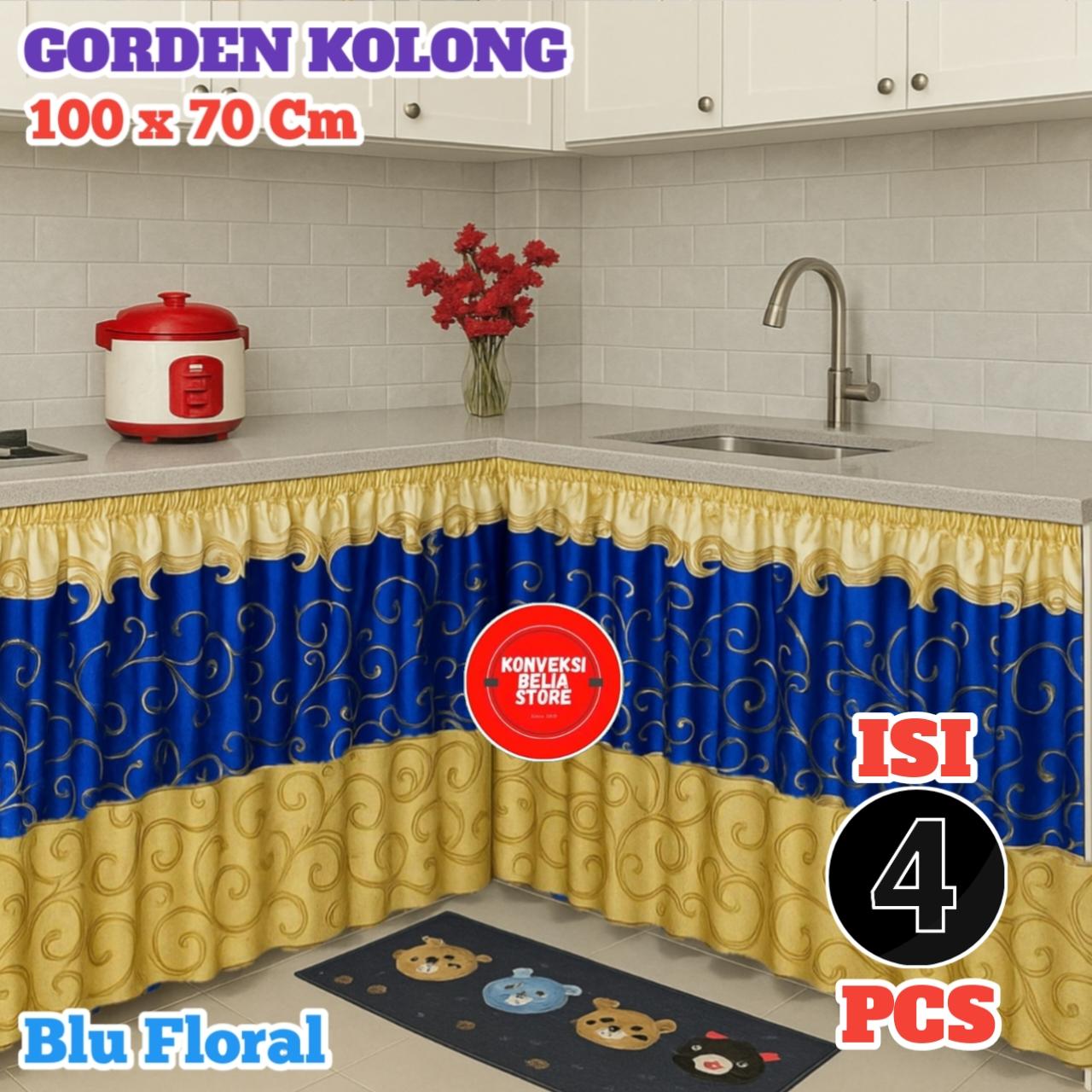 PROMO 1 Paket isi 4 Pcs 100 x 70cm free tali CURTAIN gorden kolong dapur