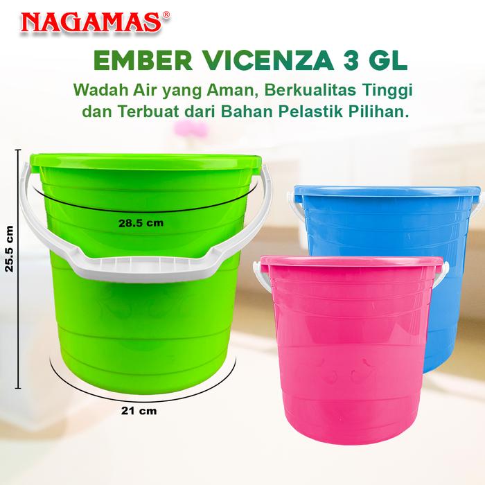 Gambar Nagamas Ember Plastik Gagang / Ember Air Plastik Tebal 3GL / Ember Plastik Mandi Biru dari Nagamas Official Store Kota Tangerang Tokopedia