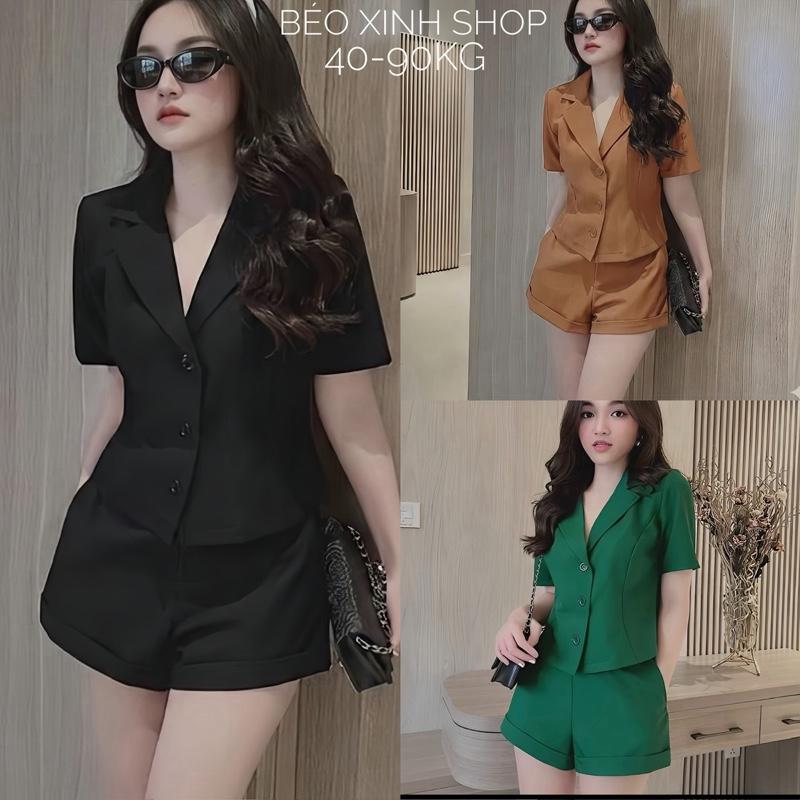 Thời Trang Bigsize Set Quần Áo Dự Tiệc Vải Cotton Lạnh 50 - 90Kg Dễ Thương Top Nữ Women Đen - A.1143