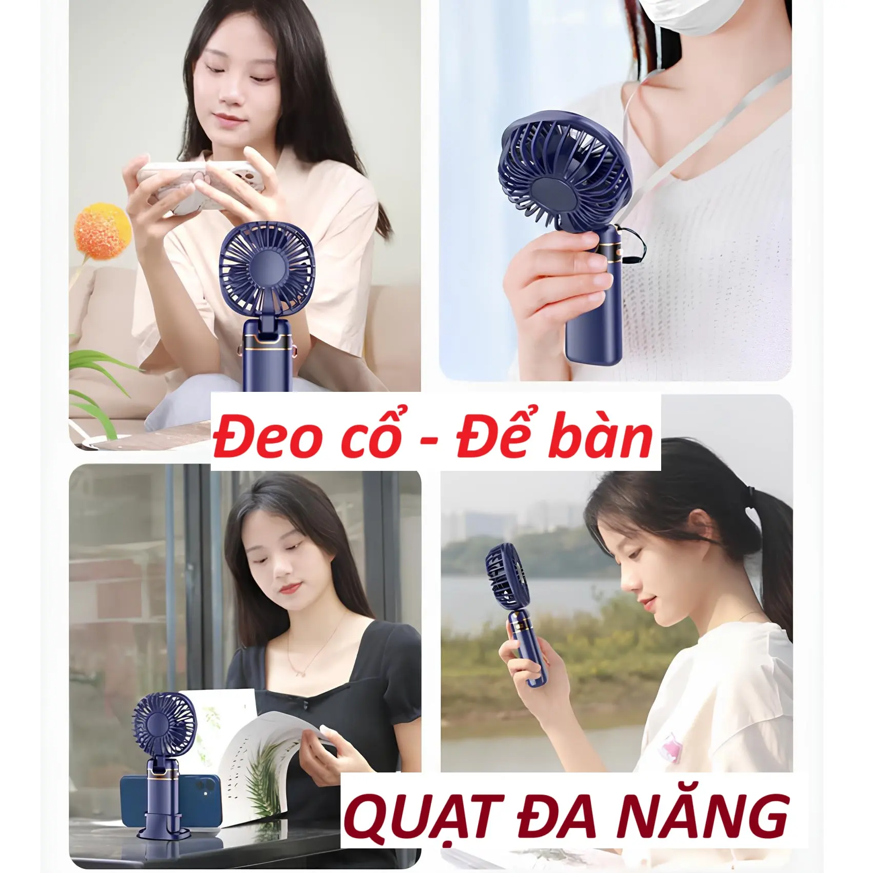 Hè 2025 Quạt đeo cổ đa năng mini tích điện 3 chế độ 4000mAh có cổng sạc [1 quạt tặng 1] dây USB tiện lợi Mobile