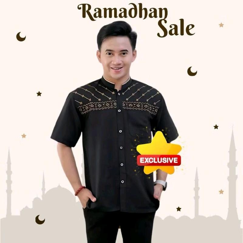 Baju Koko Lengan Pendek Pria Bordir Motif Jasuke terbaru Katun 2
