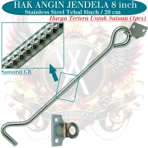 SAMURAI CR Hak Angin Jendela 8 Inch 20 Cm Centolan Jendela Kait Penahan Multifungsi Tahan Lama untuk Rumah Kantor