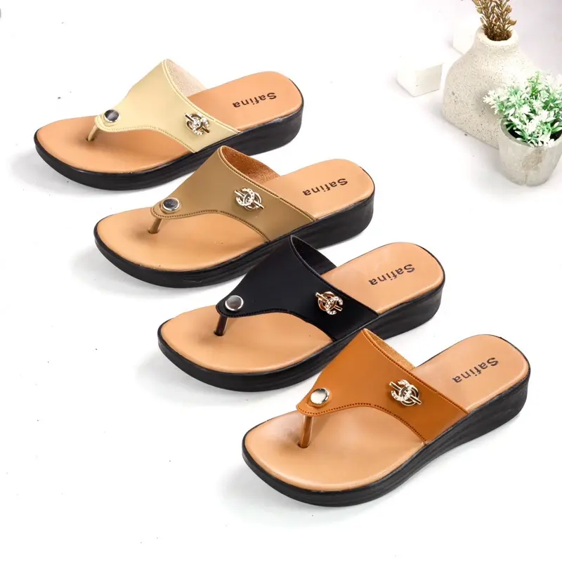 SAFINA Aurelia Sandal Jepit Wanita Polos Sol Hitam 4cm - Model Jepit Wanita Polos Simple Elegan Variasi Gesper Mini Sendal