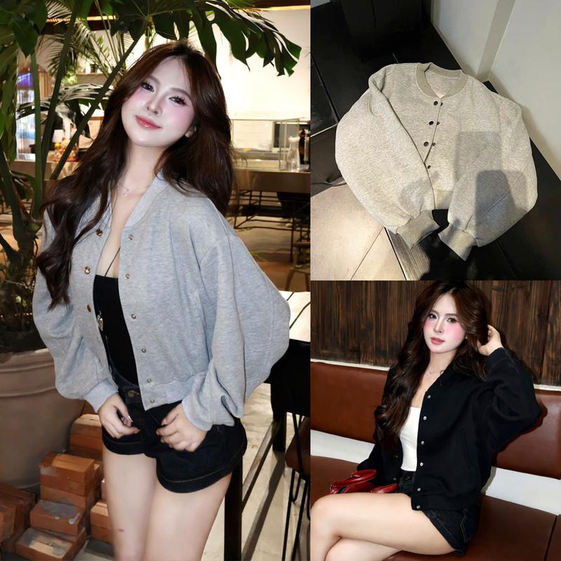 A01 Áo khoác nữ bomber nỉ croptop phong cách trẻ trung áo khoác nỉ dáng lửng siêu xinh