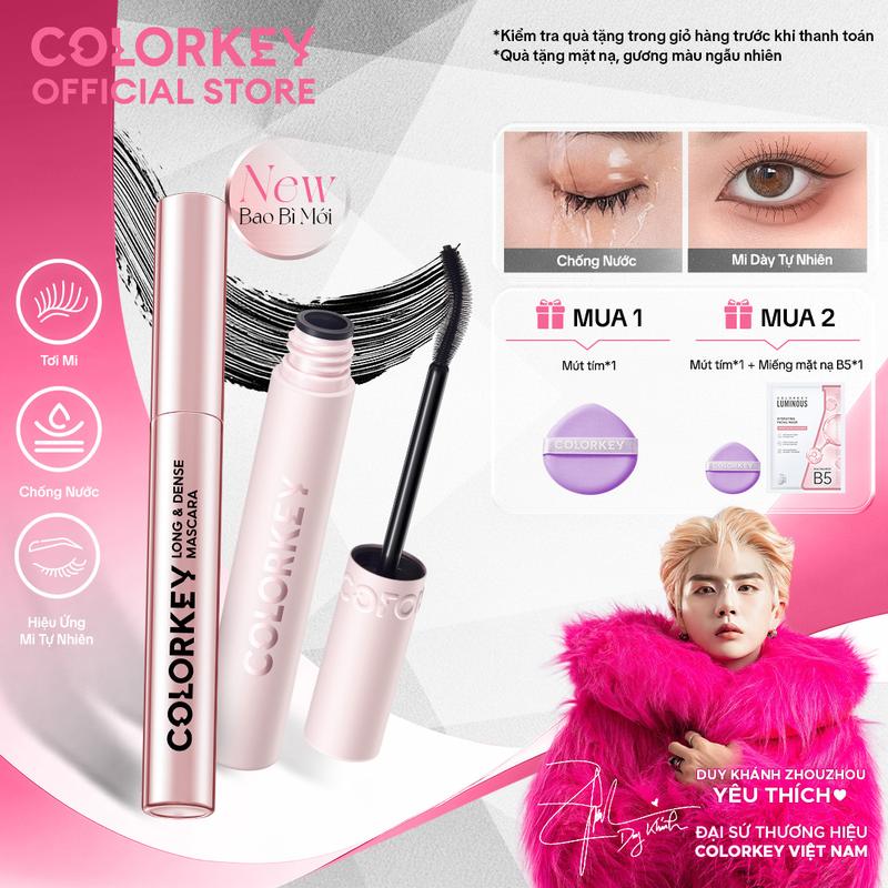 Mascara COLORKEY Volumizing & Curling Hoặc Long & Dense Hỗ Trợ Giúp Mi Dài Tơi Tạo Cảm Giác Mi Dày Tự Nhiên Nhanh Khô Không Lem Trôi
