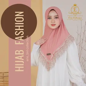 Erin Collection Jilbab Instan Renda  Hijab Jersey Renda susun Segitiga Mewah Cantik Muslim Nyaman Lembut