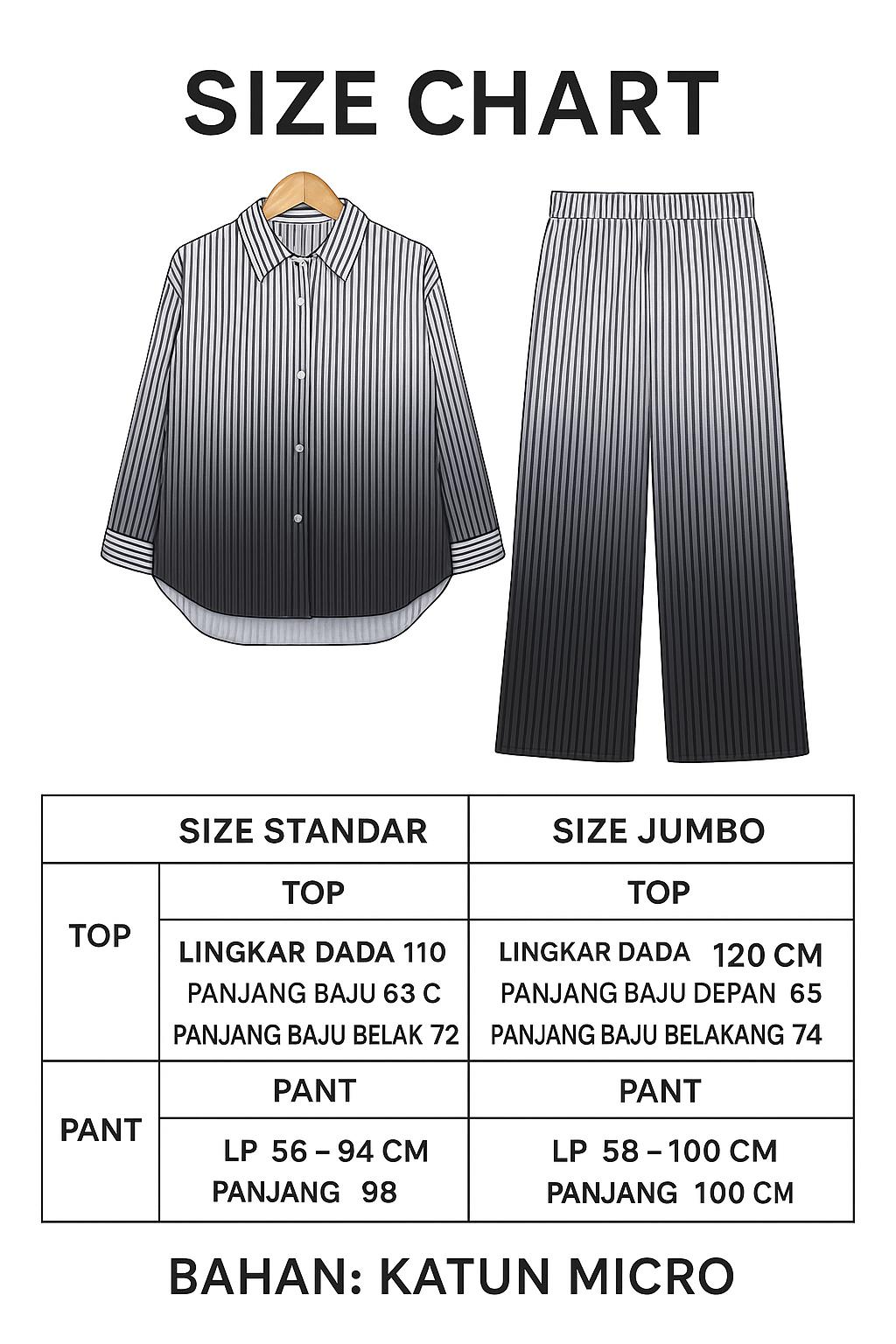 ALUNA - One Set Pinstripe Stripe / Kemeja Cotton Stripe / Kemeja Salur Kekinian