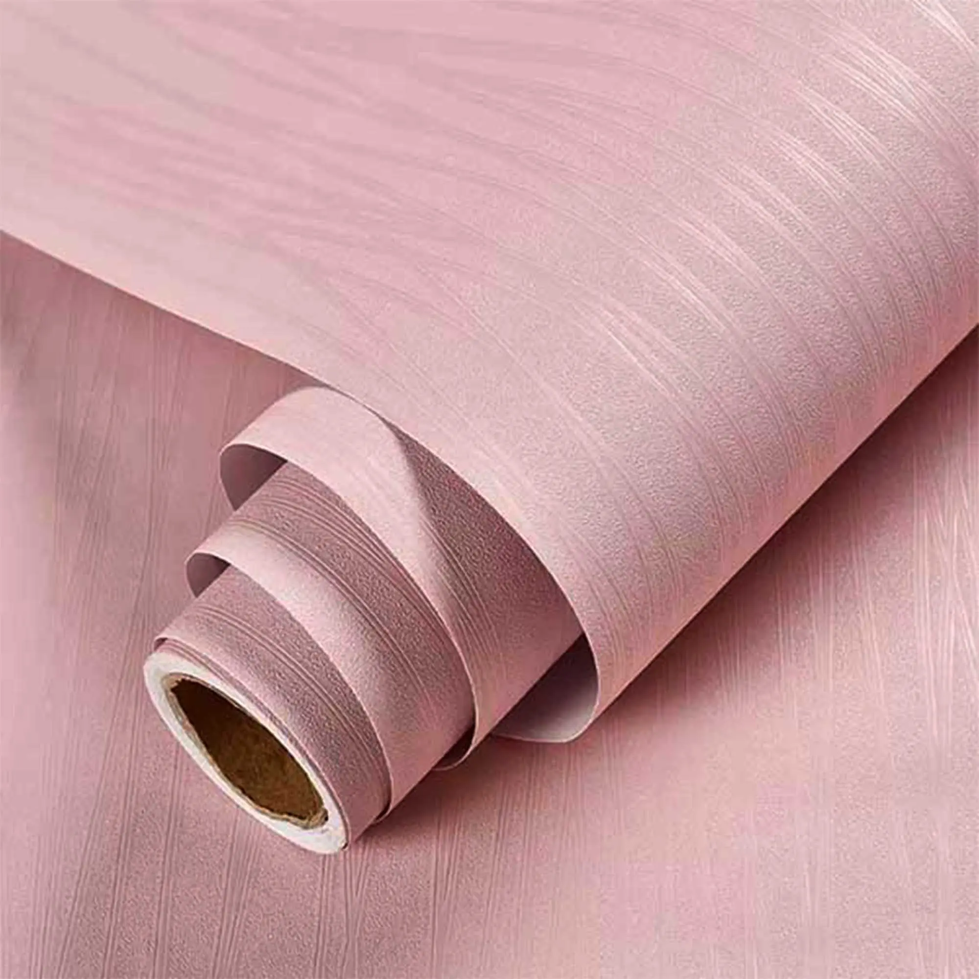 Walpaper Sticker Dinding Motif Bunga Ulir Pink Sticker Ruang Tamu & Kamar Tidur 45cm x 4m Bahan Anti Air PVC Kertas Stiker