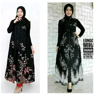 Outer batik kardigan batik resleting depan Katun Baju Muslim outer cardigan vintage long long cardigan dress kondangan