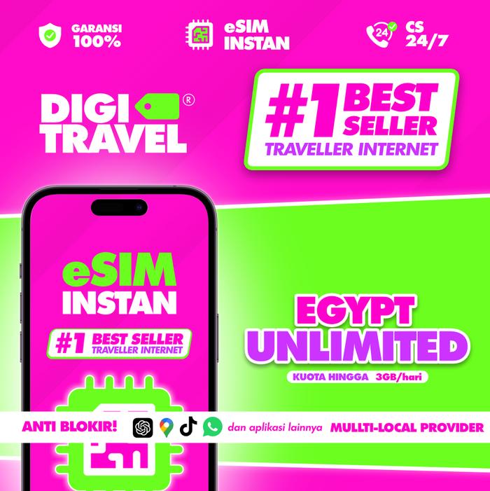 Gambar eSIM Egypt Mesir Unlimited Data Internet Roaming Travel | DIGITRAVEL eSIM Mesir Egypt Unlimited Internet Data Roaming Travel - 1GB/Day +TikTok iOS, 1 Hari dari DIGITRAVEL Kota Administrasi Jakarta Selatan Tokopedia