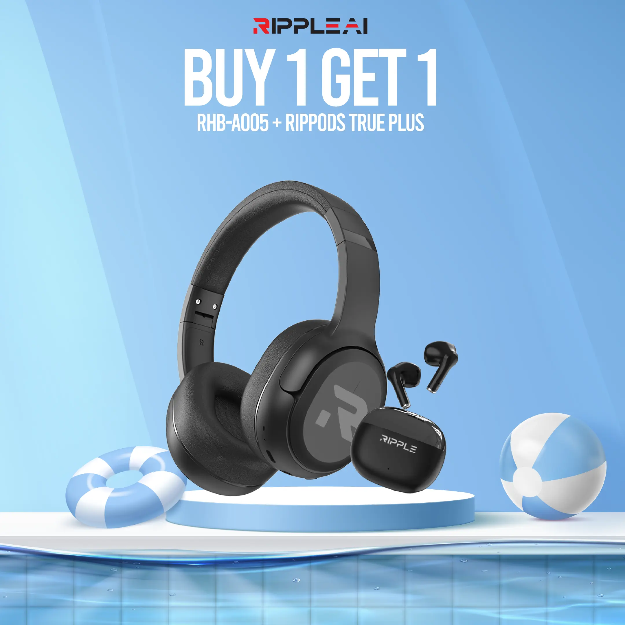 【Super Promo Bundle】RIPPLE Rippods Headphone +True Plus / Fit TWS /True Go Bluetooth Earphone Bass Headset